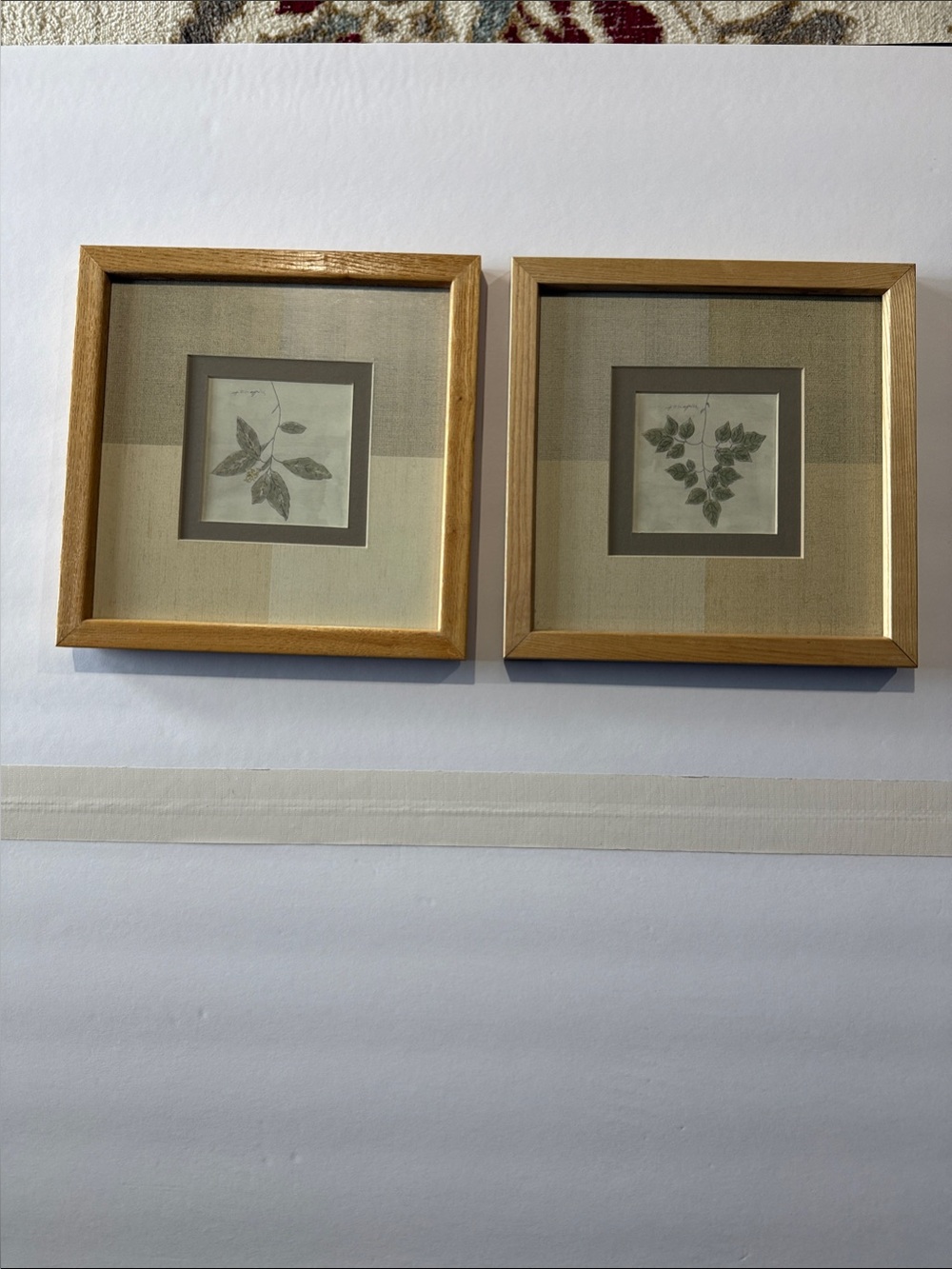 Set of 2 Framed Botanical Prints in Natural Wood